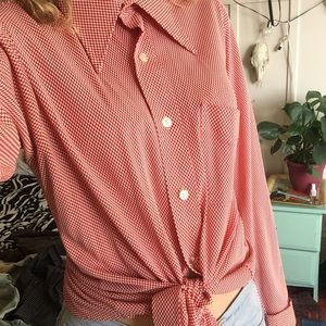 Vintage 70s Red Checkered Button up